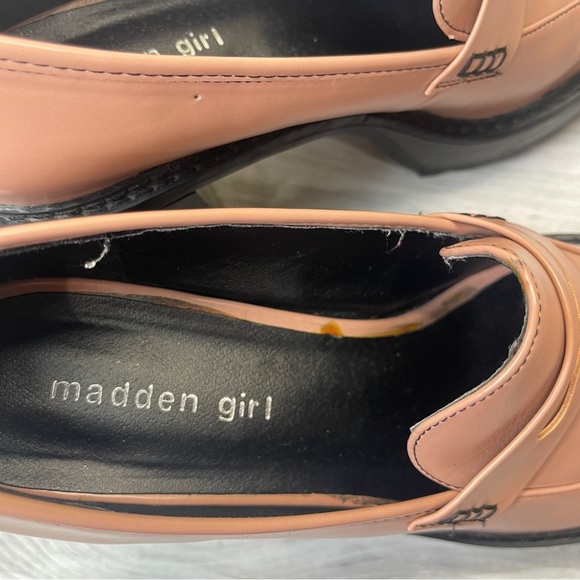 Madden Girl Kassidy Pink Blush Chunky Block Penny Loafer Slip On Heels Size 9 - Picture 11 of 14